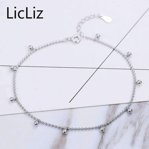 Planet Gates LicLiz Silver Strand Beads Ball Anklet Ball Chain Foot Bracelet Women 925 Sterling Charms Ankle Beach Sandal Fine Jewelry LA0007