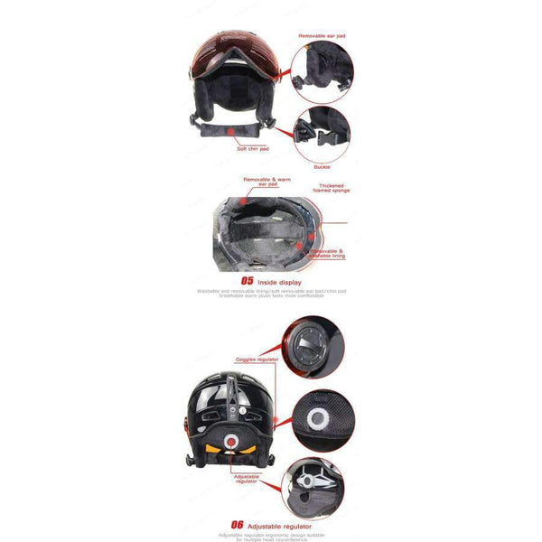 Planet Gates light black / 58-60cm Ski Helmet With Goggles Snowboard Helmet Men/Women/Kids Snowmobile Motorcycle Skis/Sled Mask Winter Snow Warm Fleece