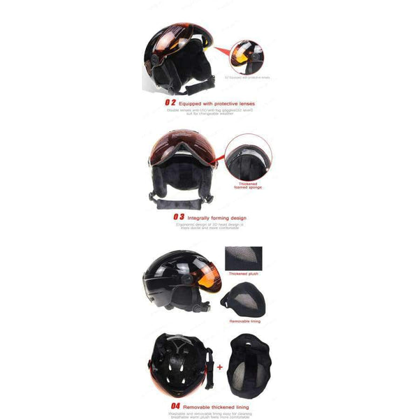 Planet Gates light black / 58-60cm Ski Helmet With Goggles Snowboard Helmet Men/Women/Kids Snowmobile Motorcycle Skis/Sled Mask Winter Snow Warm Fleece