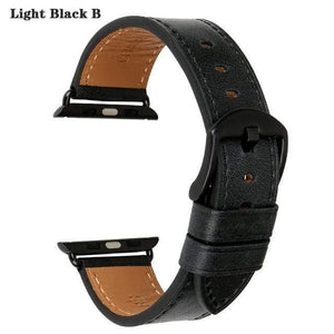 Planet Gates Light Black B / For Apple Watch 38mm Leather Watch Strap Replacement For Apple Watch Band 44mm 40mm 42mm 38mm Series 4 3 2 1 iWatch Watchband