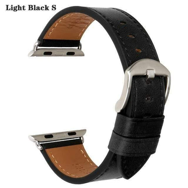 Planet Gates Light Black S / For Apple Watch 38mm Leather Watch Strap Replacement For Apple Watch Band 44mm 40mm 42mm 38mm Series 4 3 2 1 iWatch Watchband