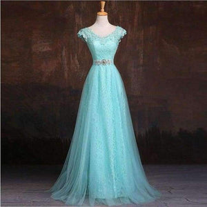 Planet Gates light blue / 2 Sleeveless Lace Formal Dress Blue Evening Dress A-Line Prom Party Dress Solid Crystal Evening Gowns Vestido de Festa