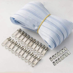 Planet Gates light blue / 3# / 10M20PCSilder10Stopp Meetee 10/20M Nylon 3# Coil Zipper With Slider & Stopper For Quilt Bags Tent Invisible Clothing Zip Sewing Crafts Accessories