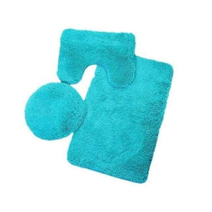 Planet Gates Light Blue 3pc Bathroom Set Rug Contour Mat Toilet Lid Cover Plain Solid Color Bathmats Bathroom Set Bathroom Products dropshipping 18jun21