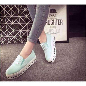 Planet Gates Light Blue / 4.5 Creepers Smile Face Shoes Woman plus size 35-40 Platform Women Flats Shoes 2016 White