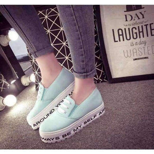 Planet Gates Light Blue / 4.5 Creepers Smile Face Shoes Woman plus size 35-40 Platform Women Flats Shoes 2016 White