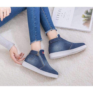 Planet Gates Light Blue / 4.5 Sports Shoes Women 2018 New Hot Style Sneakers Women Shoes Plus Size Denim Zip Plush Plaform Vulcanize Shoes tenis feminino