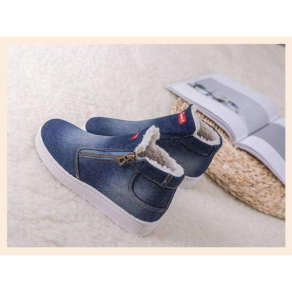 Planet Gates Light Blue / 4.5 Sports Shoes Women 2018 New Hot Style Sneakers Women Shoes Plus Size Denim Zip Plush Plaform Vulcanize Shoes tenis feminino