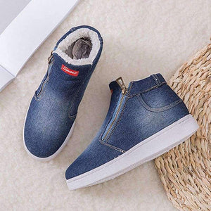 Planet Gates Light Blue / 4.5 Sports Shoes Women 2018 New Hot Style Sneakers Women Shoes Plus Size Denim Zip Plush Plaform Vulcanize Shoes tenis feminino
