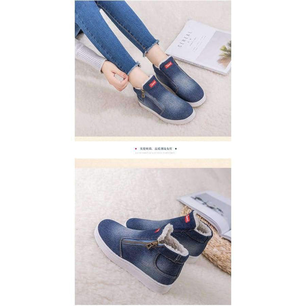 Planet Gates Light Blue / 4.5 Sports Shoes Women 2018 New Hot Style Sneakers Women Shoes Plus Size Denim Zip Plush Plaform Vulcanize Shoes tenis feminino