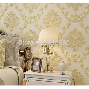 Planet Gates Light Blue / 5.3㎡ European Style Non-woven Wallpaper Luxury Damask 3D Stereoscopic Relief Damascus Bedroom Living Room Wall Paper Home Decor Paper