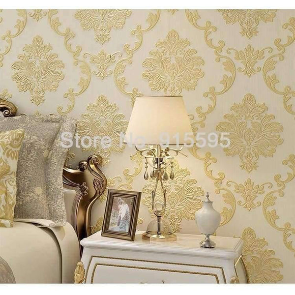 Planet Gates Light Blue / 5.3㎡ European Style Non-woven Wallpaper Luxury Damask 3D Stereoscopic Relief Damascus Bedroom Living Room Wall Paper Home Decor Paper
