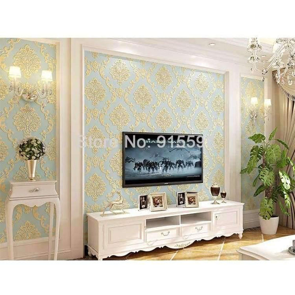European Style Non-Woven Wallpaper Luxury Damask 3D Stereoscopic Relief Damascus Bedroom Living Room Wall Paper Home Decor Paper