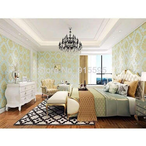 Planet Gates Light Blue / 5.3㎡ European Style Non-woven Wallpaper Luxury Damask 3D Stereoscopic Relief Damascus Bedroom Living Room Wall Paper Home Decor Paper