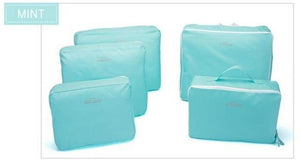 Planet Gates Light Blue 5PCS Set Fashion Clothes Organizer Travel Bag Large Capacity Bag Women Folding Bag Unisex Luggage Traveling Handbag tailor-made