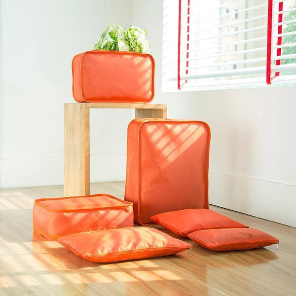 Planet Gates light blue 6PCS/Set  Fashion Big Capacity Zipper  Nylon Waterproof  Women Travel Bag Luggage Organizer Packing Bag Cube Men Journey Bag