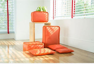 Planet Gates light blue 6PCS/Set  Fashion Big Capacity Zipper  Nylon Waterproof  Women Travel Bag Luggage Organizer Packing Bag Cube Men Journey Bag