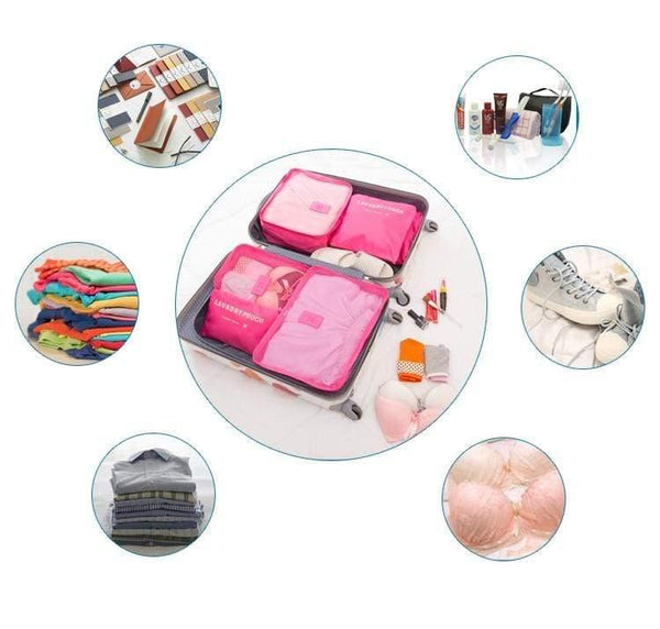 Planet Gates light blue 6pcs/set Men and Women Luggage Travel Bags Packing Cubes Organizer Fashion Double Zipper Luggage BagTravel Bags Men Women