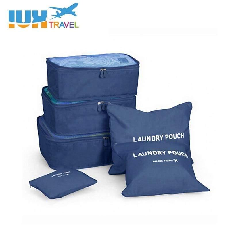Planet Gates light blue 6pcs/set Men and Women Luggage Travel Bags Packing Cubes Organizer Fashion Double Zipper Luggage BagTravel Bags Men Women