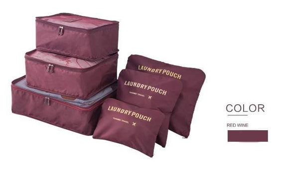 Planet Gates light blue 6pcs/set Men and Women Luggage Travel Bags Packing Cubes Organizer Fashion Double Zipper Waterproof Polyester Bag Wholesale