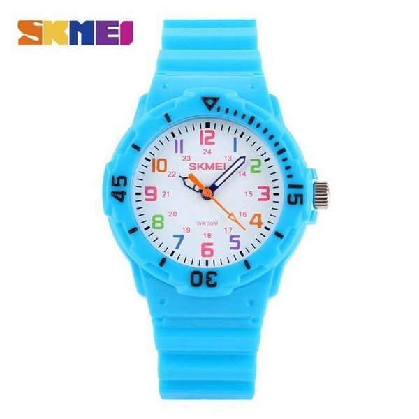 Planet Gates Light Blue Fashion Casual Children Watches 50M Waterproof Quartz Wristwatches Jelly Kids Clock  Students Watch