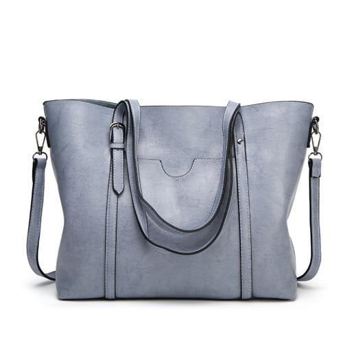 Planet Gates light blue Fashion Women Handbags Oil Wax PU Leather Large Capacity Tote Bag Casual Travel Bag