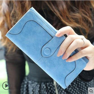 Planet Gates light blue Fashion Women  Wallet Matte Stitching Women Long Brand Purse Clutch 9 Colour Handbag Wristlet  free shipping