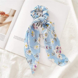 Flower Print Hair Scarf Bow Scrunchies Ponytail Headband For Women Hair Accessories Bowknot Elastic Hair Rope Hairbands