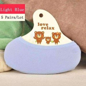 Planet Gates Light Blue / Free Size 5 Pairs/Lot Solid Color Short Ankle Women Socks Casual Non-slip Invisible Socks 10 Colors  New Fashion