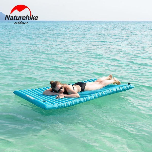 Planet Gates Light Blue / M  2000x1200x95mm 2-3Person Outdoor Camping Inflatable Sleeping Pad Ultralight Press Type Air Mattress TPU Waterproof Tent Mat