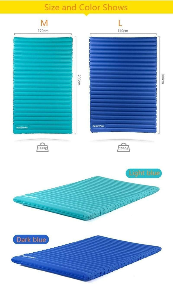 Planet Gates Light Blue / M  2000x1200x95mm 2-3Person Outdoor Camping Inflatable Sleeping Pad Ultralight Press Type Air Mattress TPU Waterproof Tent Mat