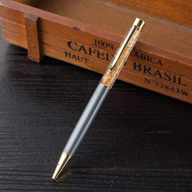 Planet Gates White Metal Copper Ballpoint Pen Luxury Brass Gold Foil Drill Ball Pen Sliver Penalty Office School Pencil Writing Supplies 1.0mm