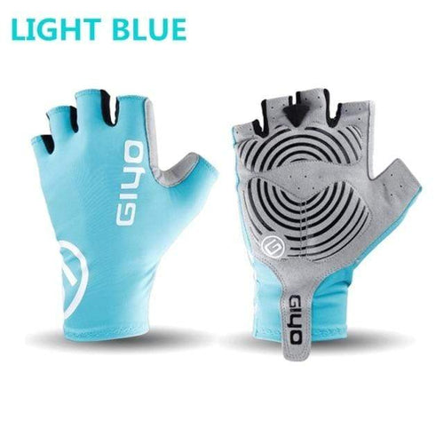 Planet Gates LIGHT BLUE / S Anti Slip Gel Wind Cycling Half Finger Gloves Breathable Outdoor Lycra Fabric Mittens MTB Gloves Racing Road Bike Glove