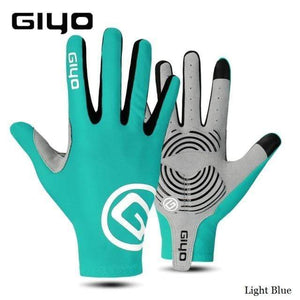 Planet Gates Light Blue / S Wind Breaking Cycling Full Finger Gloves Touch Screen Anti-slip Bicycle Lycra Fabric Mittens Bicicleta Road Bike Long Glove