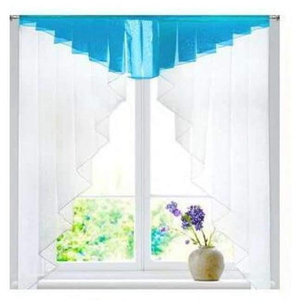 Planet Gates Light Blue / W100 X L100CM 11 colors Fashion Pleated Roman Curtain Design Stitching Colors Tulle Balcony Kitchen Window Curtain Blind 1pc