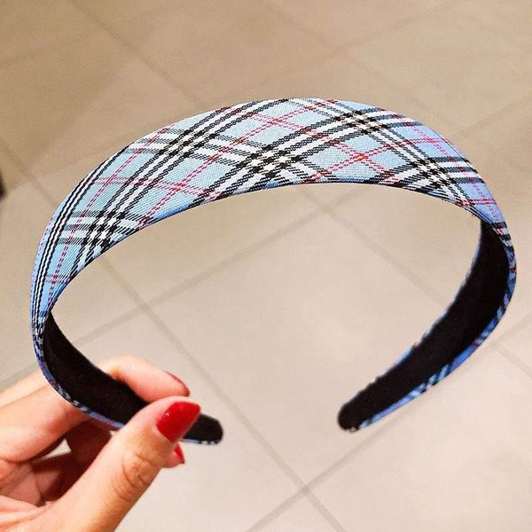 Women Vintage Elegant Wide Plaid Simple Hairbands Sweet Headband Hair Holder Ornament Fashion Hair Accessories