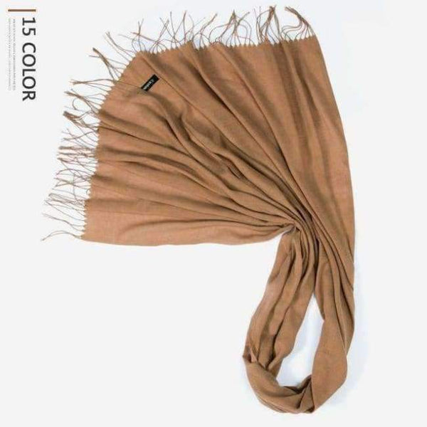 Planet Gates Light Brown / 216cmX65cm Autumn and Winter Scarf Women Fashion Solid Cashmere scarves for Women Shawls and Wraps 35 Colours