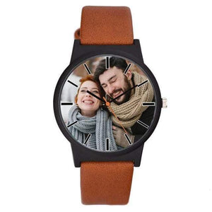 Planet Gates light brown no box Lovers watch DIY with your own picture Custom clock dial leather sport casual fashion fit for men women creative watch