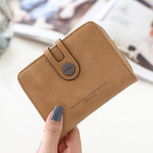 Planet Gates Light brown PU Leather Short Women Wallet Zipper Small Women Wallets Card Bag With Coin Purse Pockets Credit Holders