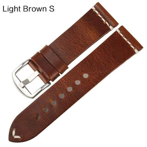 Planet Gates Light Brown S / 22mm Watch Accessories Cow Leather Strap Watch Bracelet Brown Vintage Watch band 20mm 22mm 24mm Watchband For Fossil Watch