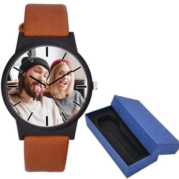 Planet Gates light brown with box Lovers watch DIY with your own picture Custom clock dial leather sport casual fashion fit for men women creative watch