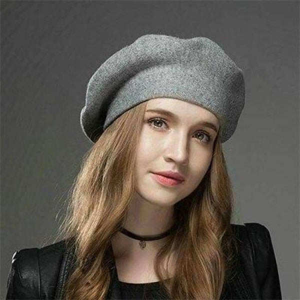 Planet Gates light gray / adjustable MingJieBiHuo new Winter wool warm beret hat women Fashion wild painter soild casual girls beret hat