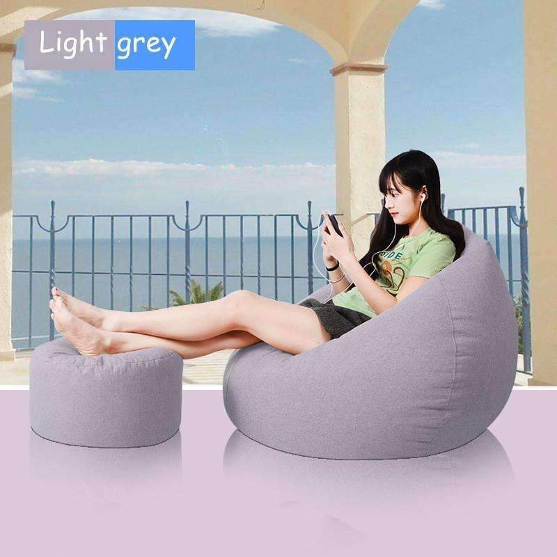 Planet Gates Light Gray Bean Bag Chair Cover For Livingroom Bedroom Balcony Tatami Single Window Air Beanbag Home Furniture without Filling Beanbag Beds