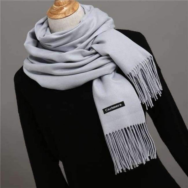 Planet Gates light gray / China Women scarf soild winter cashmere scarves for ladies neck warm pashmina long shawl wraps bandana foulard female head hijab