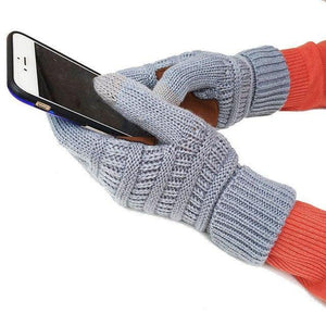Planet Gates light gray / free size for adult Winter Gloves Women Fashion Knit Handschoenen Guantes Finger Touch Screen Gloves Men Mittens