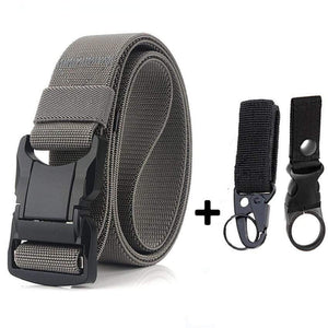 Elastic Belt Men Aluminum Alloy Black Pluggable Buckle Tactical Belts Breathable Comfortable Nylon Male Jeans Belt High Quality