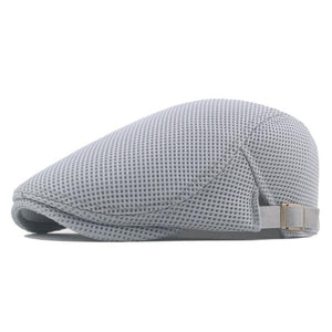 Planet Gates Light Gray Summer Men's Beret Solid Color Hollow Mesh Cap Breathable Adjustable ladies Sun Hat