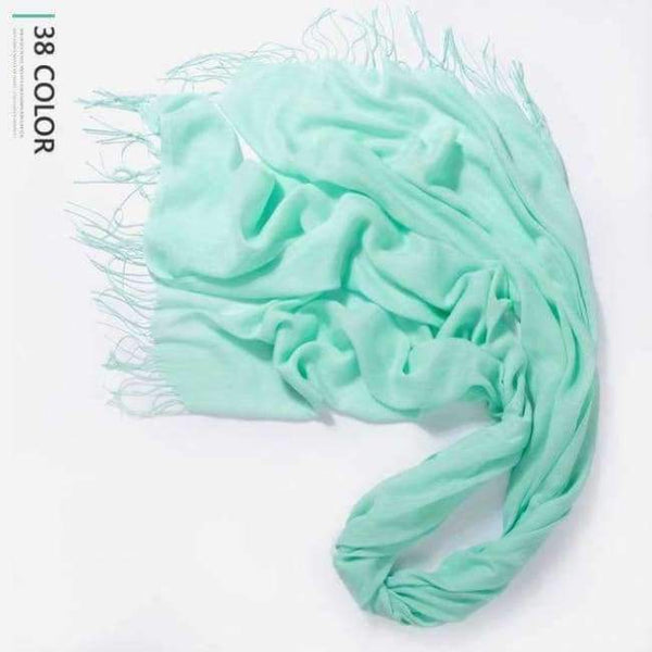 Planet Gates Light Green / 216cmX65cm Autumn and Winter Scarf Women Fashion Solid Cashmere scarves for Women Shawls and Wraps 35 Colours
