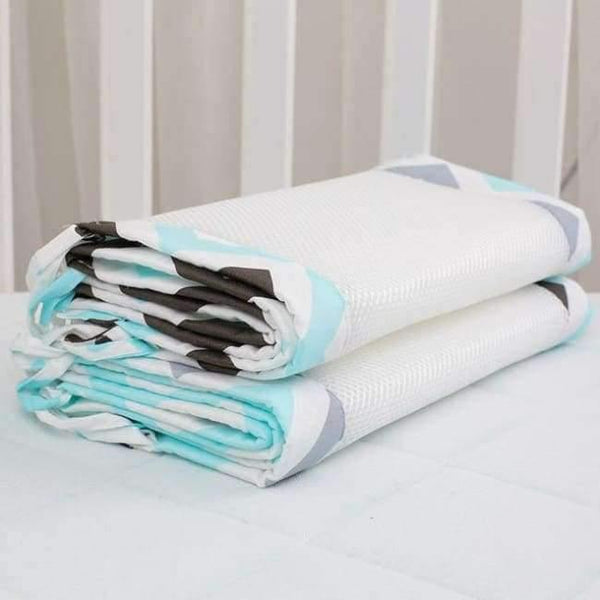 Planet Gates Light Green 2Pcs/Set Breathable Summer Baby Bedding Bumper Collision Half Around baby bumper crib set Cotton Printing Mesh Safety Rails