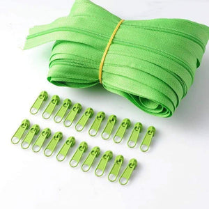 Planet Gates light green / 3# / 10M20PCSilder10Stopp Meetee 10/20M Nylon 3# Coil Zipper With Slider & Stopper For Quilt Bags Tent Invisible Clothing Zip Sewing Crafts Accessories